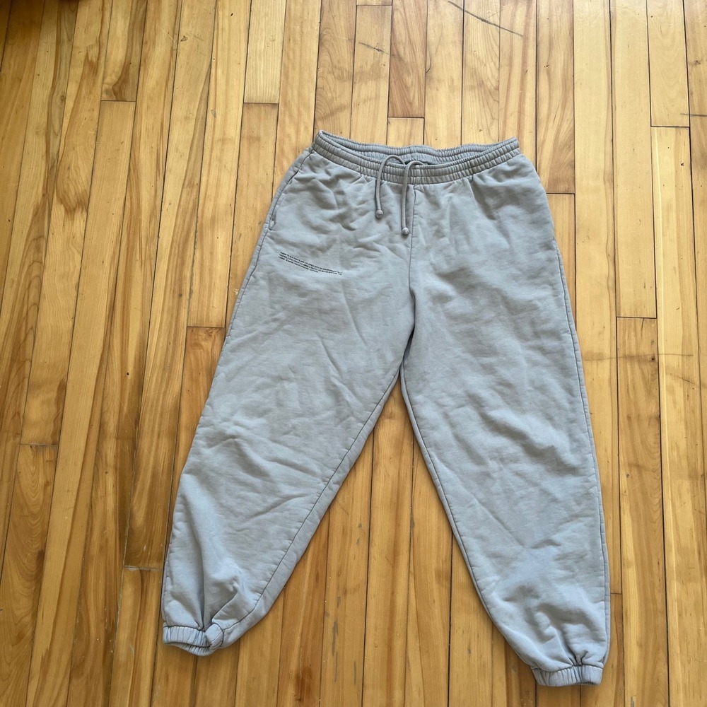 PANGAIA Track Pants Organic Cotton Light Grey Elastic Waist Drawstring L